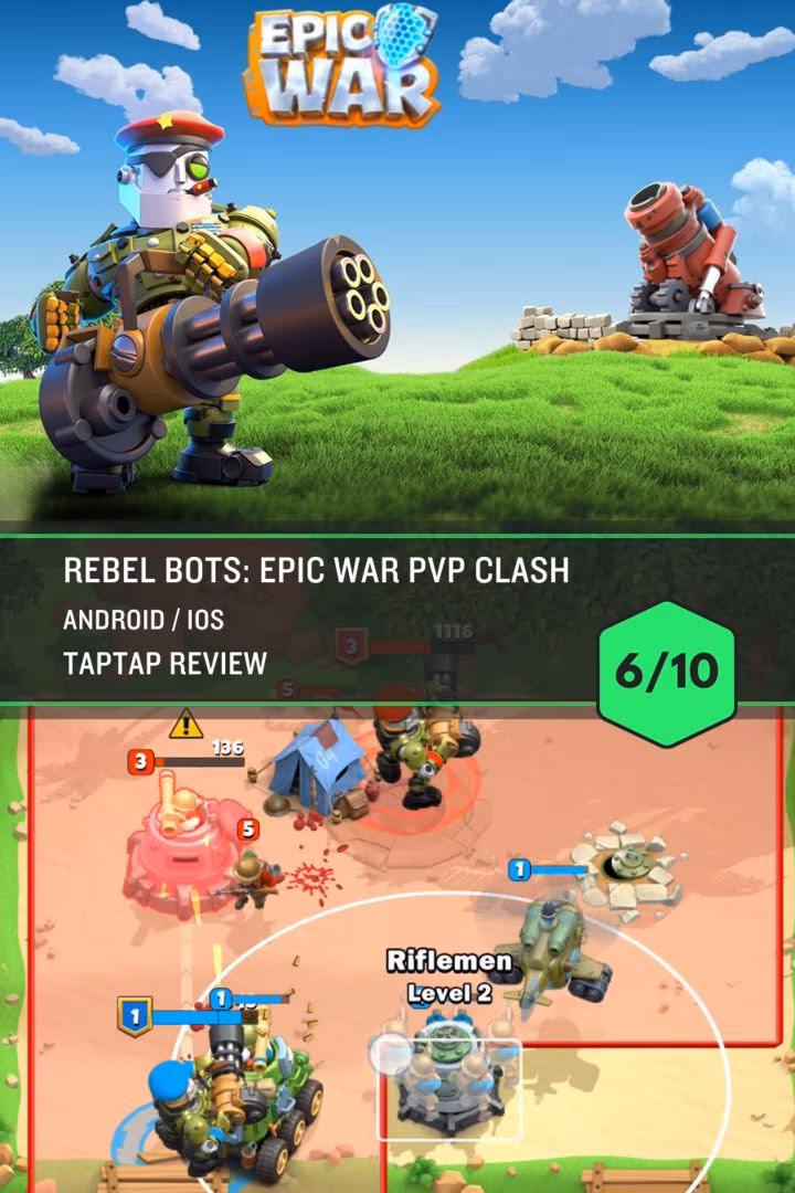 Quick intense battles that follows the Clash Royale formula |Review - Rebel Bots: Epic War PvP Clash